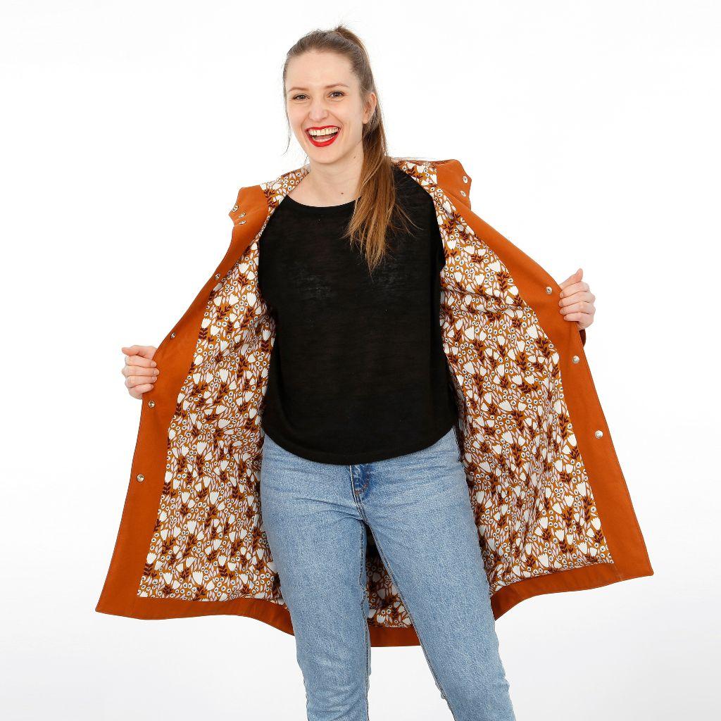 Papierschnittmuster gefütterter Parka Frau Karo XS-XXL